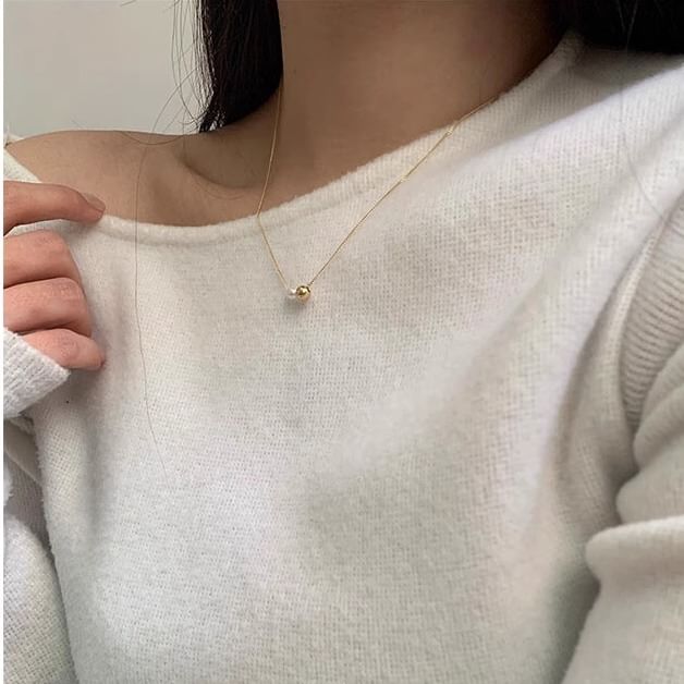 Faux 925 Sterling Necklace Silver Ball Pearl