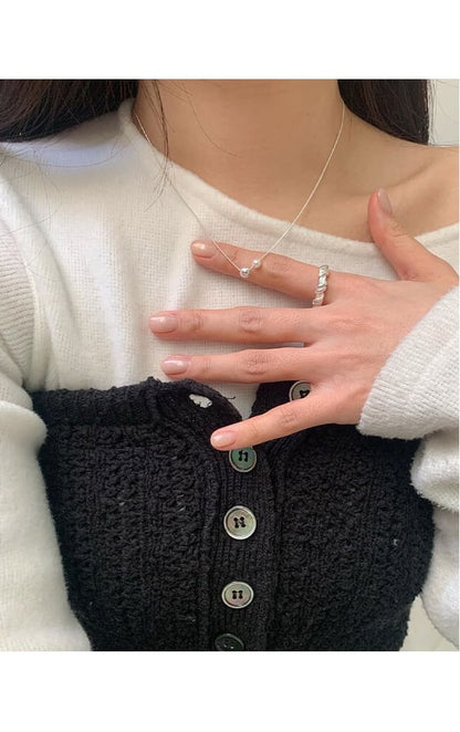 Faux 925 Sterling Necklace Silver Ball Pearl