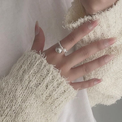 シルバーパールスターリングフェイクリング 伸縮性のあるビーズ 925