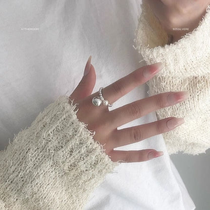 シルバーパールスターリングフェイクリング 伸縮性のあるビーズ 925