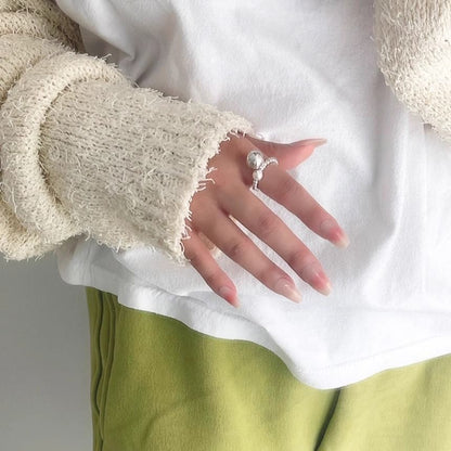 シルバーパールスターリングフェイクリング 伸縮性のあるビーズ 925