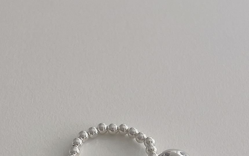 Silver Pearl Sterling Faux Ring Elastic Beaded 925
