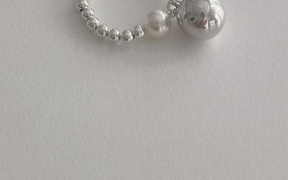 シルバーパールスターリングフェイクリング 伸縮性のあるビーズ 925