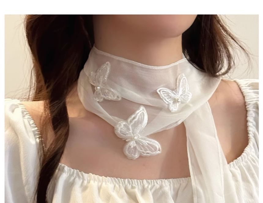 Applique Mesh Butterfly Scarf