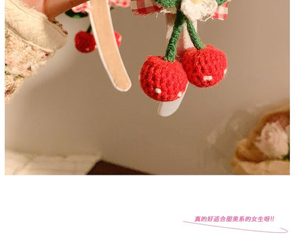 Detail Plaid Cherry Ruffle Headband
