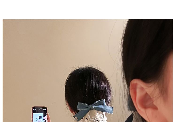 Haarschleife Denim Rüschen Clip Panel