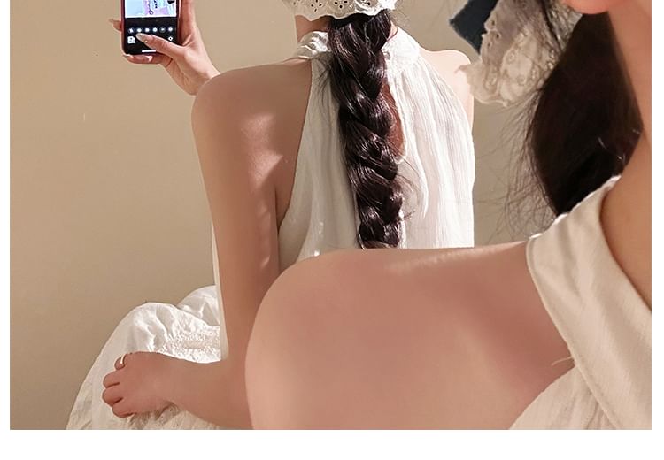 Hair Bow Denim Ruffle Clip Panel