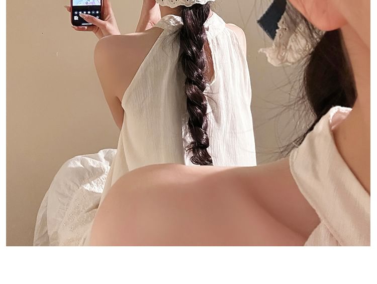 Hair Bow Denim Ruffle Clip Panel