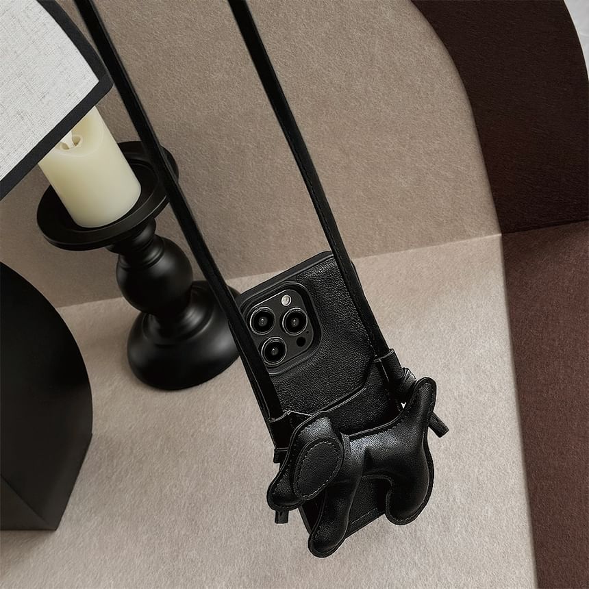 Dog Lanyard Decoration Holder Faux Set Adhesive Case Phone Card / with Leather