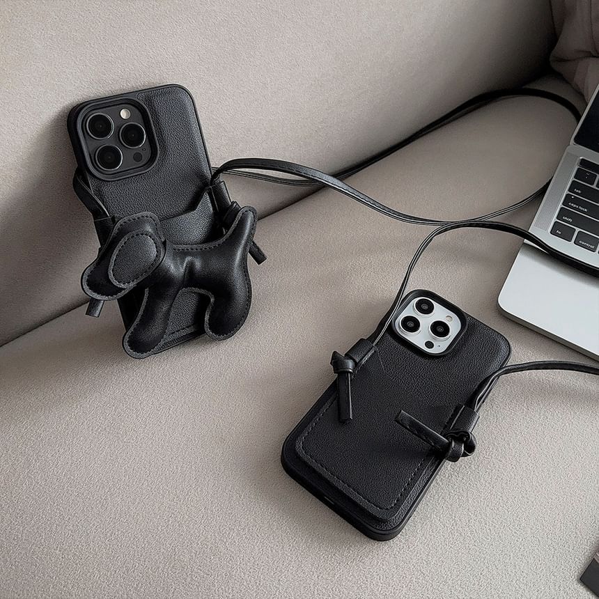 Dog Lanyard Decoration Holder Faux Set Adhesive Case Phone Card / with Leather