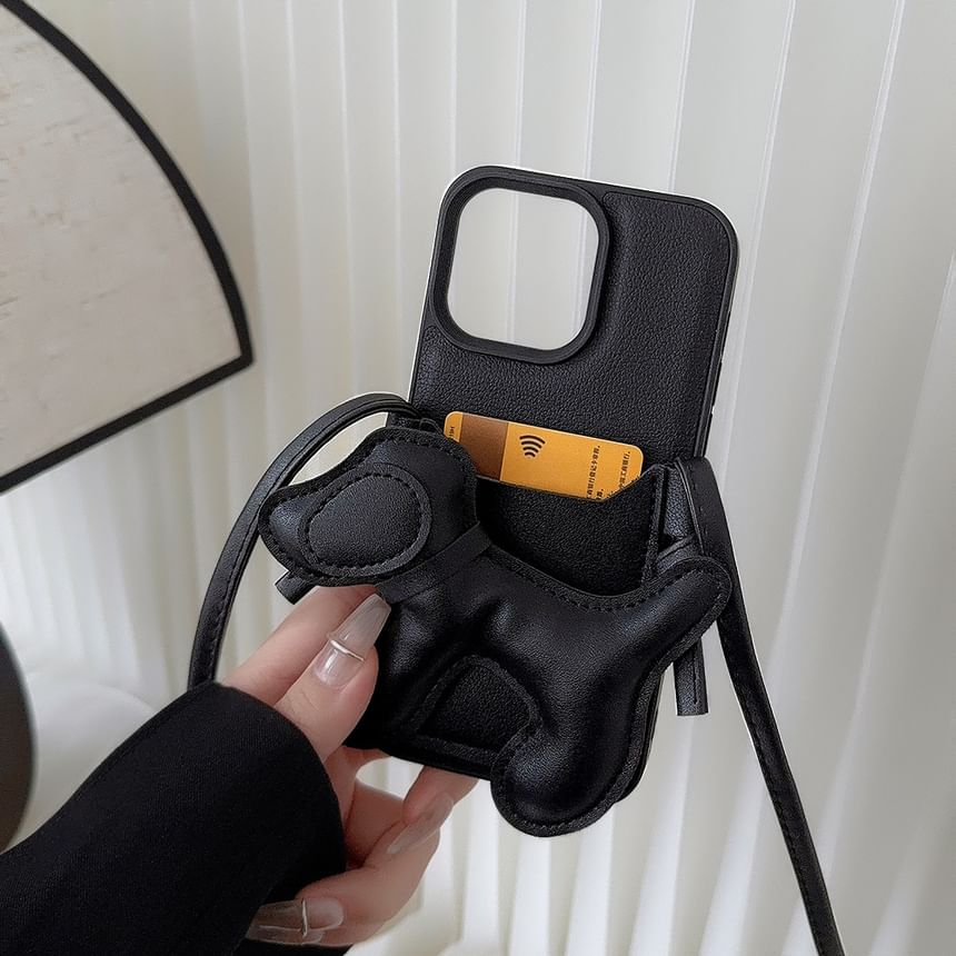 Dog Lanyard Decoration Holder Faux Set Adhesive Case Phone Card / with Leather