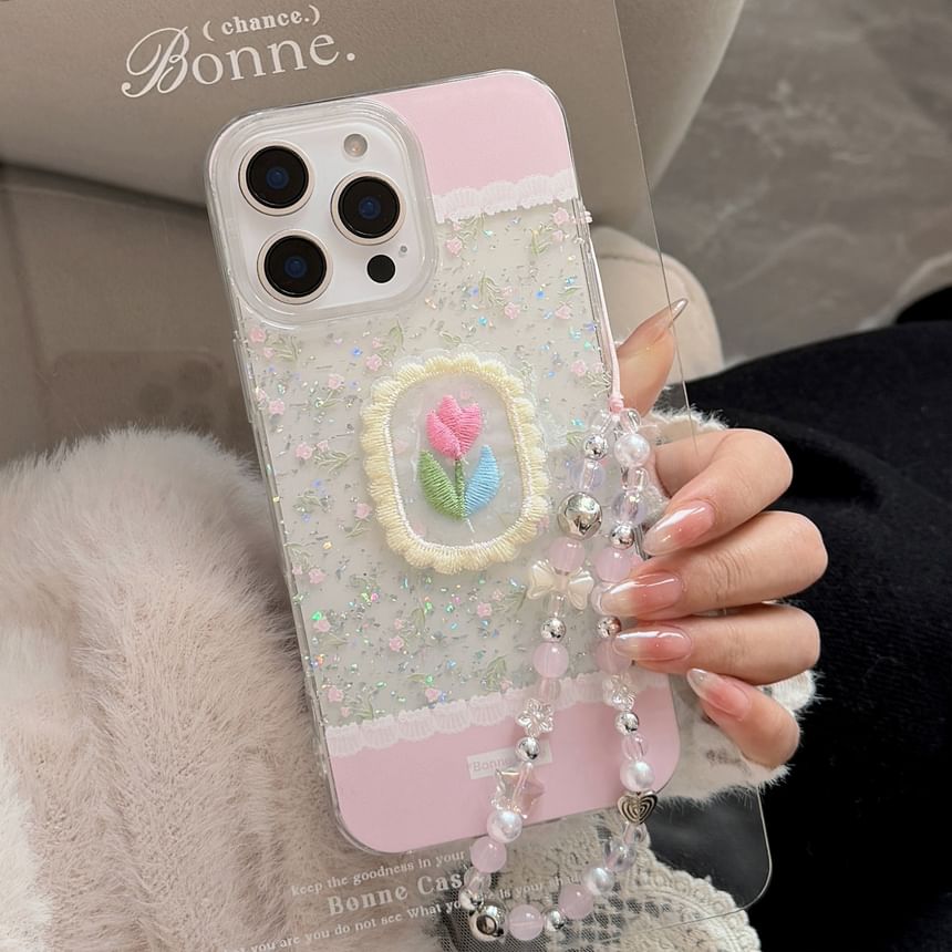 Phone Embroidered / Set Floral Decoration Case Adhesive Charm
