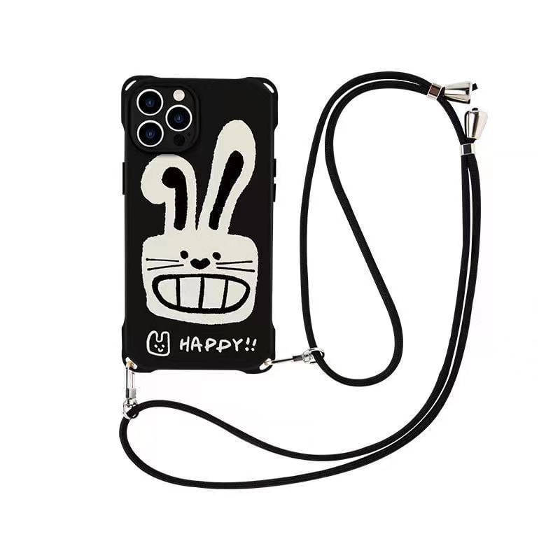 ウサギのケース スマホ/ストラップセット