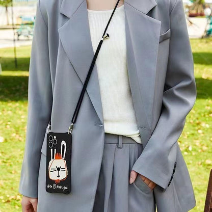 ウサギのケース スマホ/ストラップセット