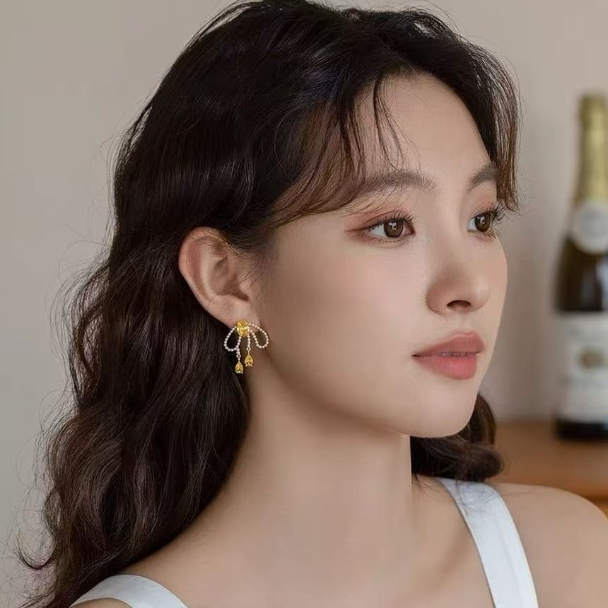 Schleife Ohrstecker Perlen