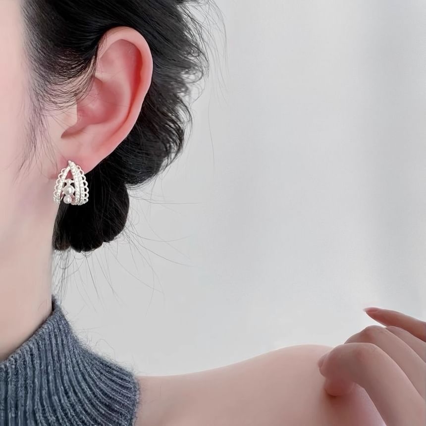 イヤリングフープフェイクパール