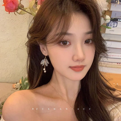 Earring Pearl Flower Faux Drop