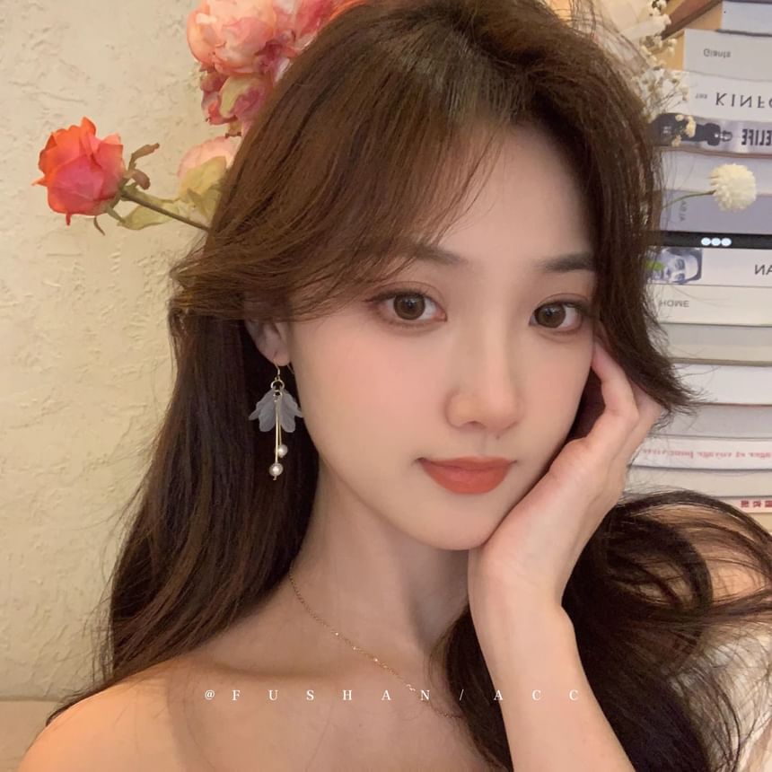 Earring Pearl Flower Faux Drop