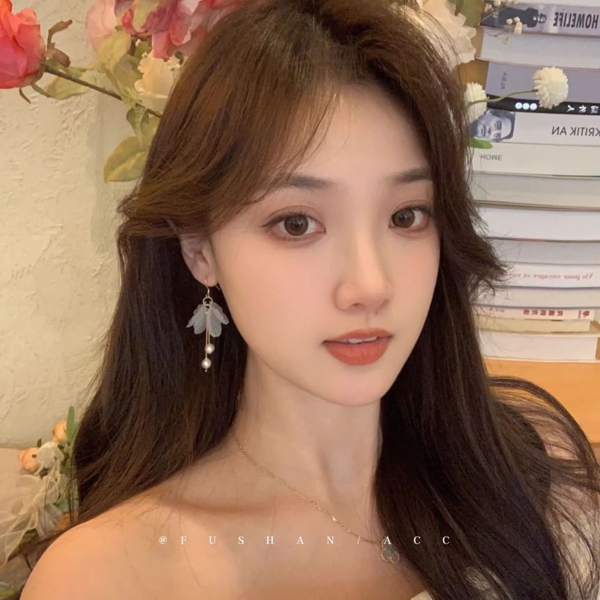 Earring Pearl Flower Faux Drop