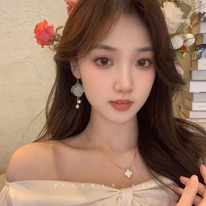 Earring Pearl Flower Faux Drop