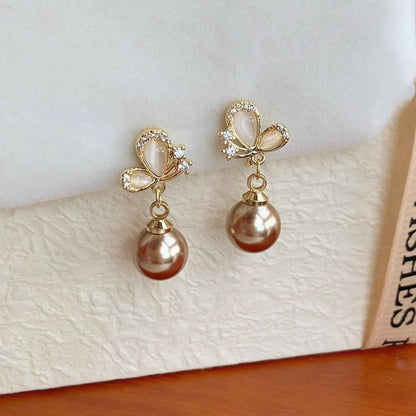 ビーズダングルバタフライイヤリング