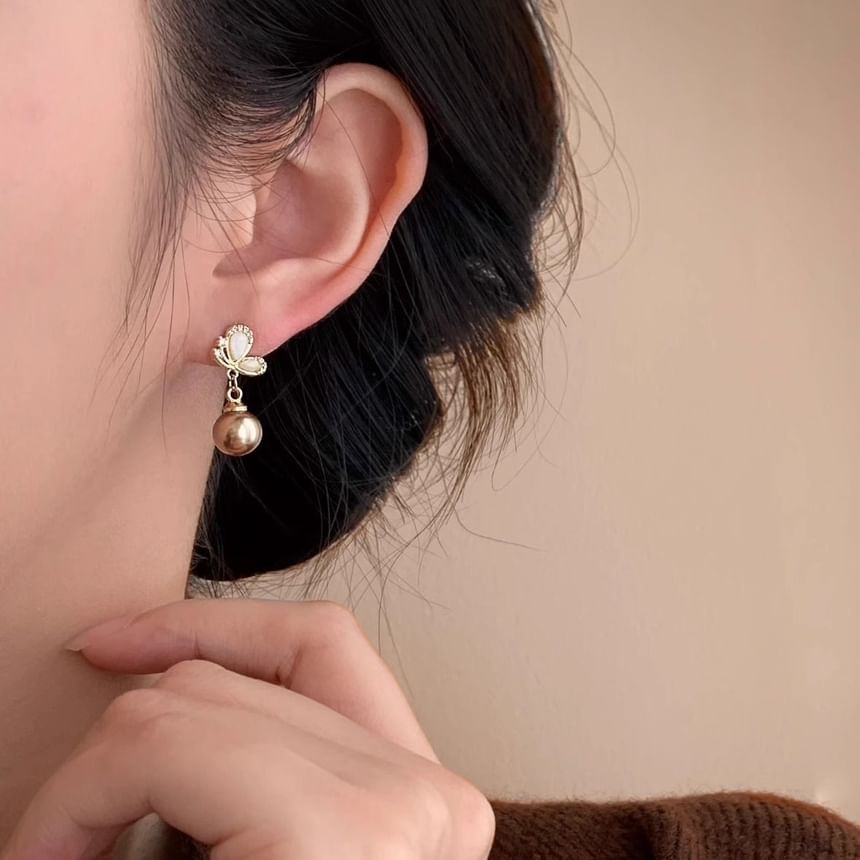 ビーズダングルバタフライイヤリング