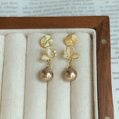 ビーズダングルバタフライイヤリング