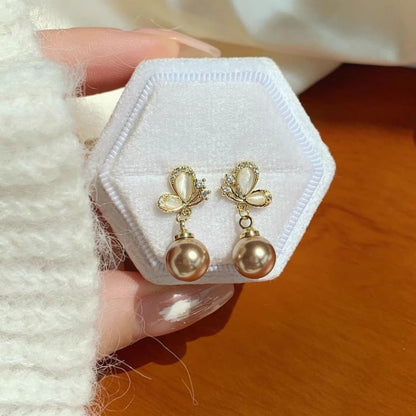 ビーズダングルバタフライイヤリング