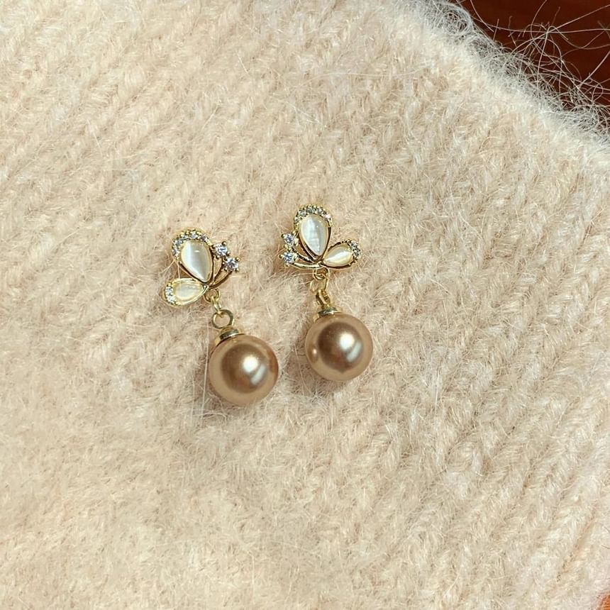 ビーズダングルバタフライイヤリング