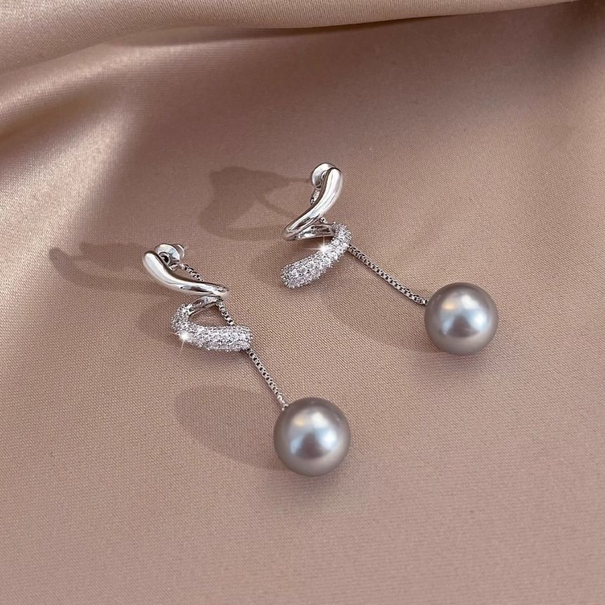 Dangle Earring Rhinestone Pearl Faux