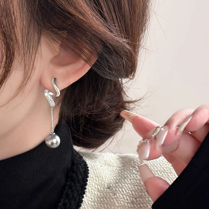 Dangle Earring Rhinestone Pearl Faux