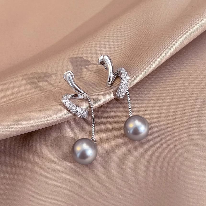 Dangle Earring Rhinestone Pearl Faux