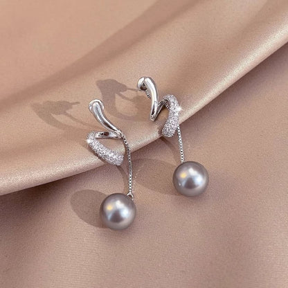 Dangle Earring Rhinestone Pearl Faux