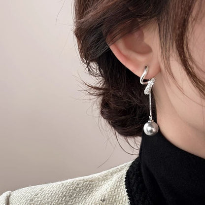 Dangle Earring Rhinestone Pearl Faux