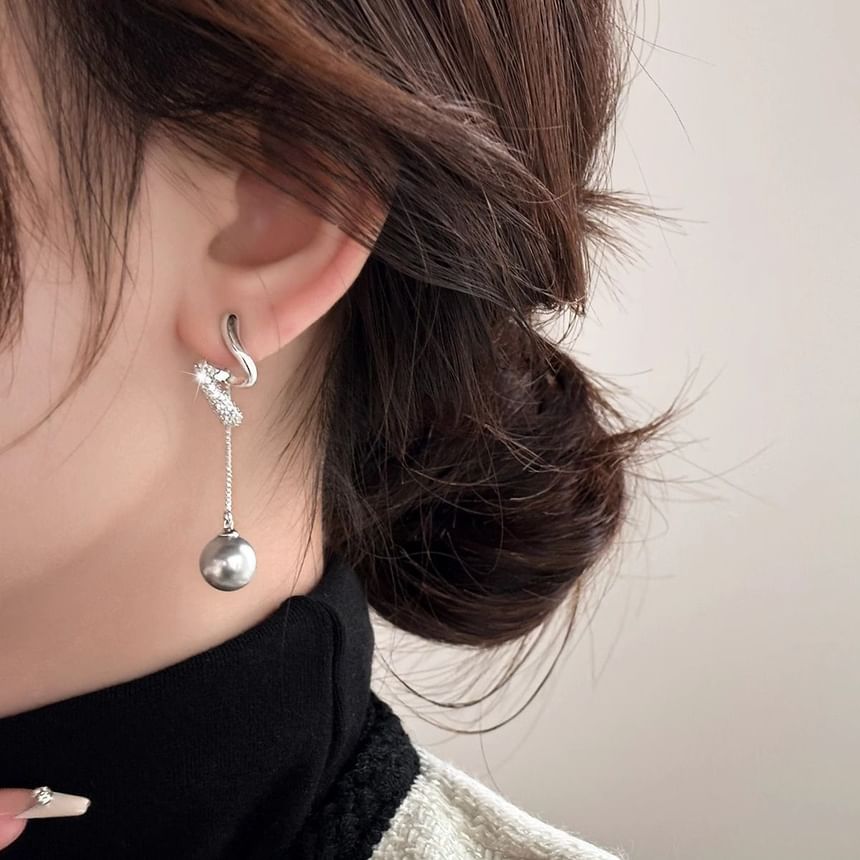 Dangle Earring Rhinestone Pearl Faux