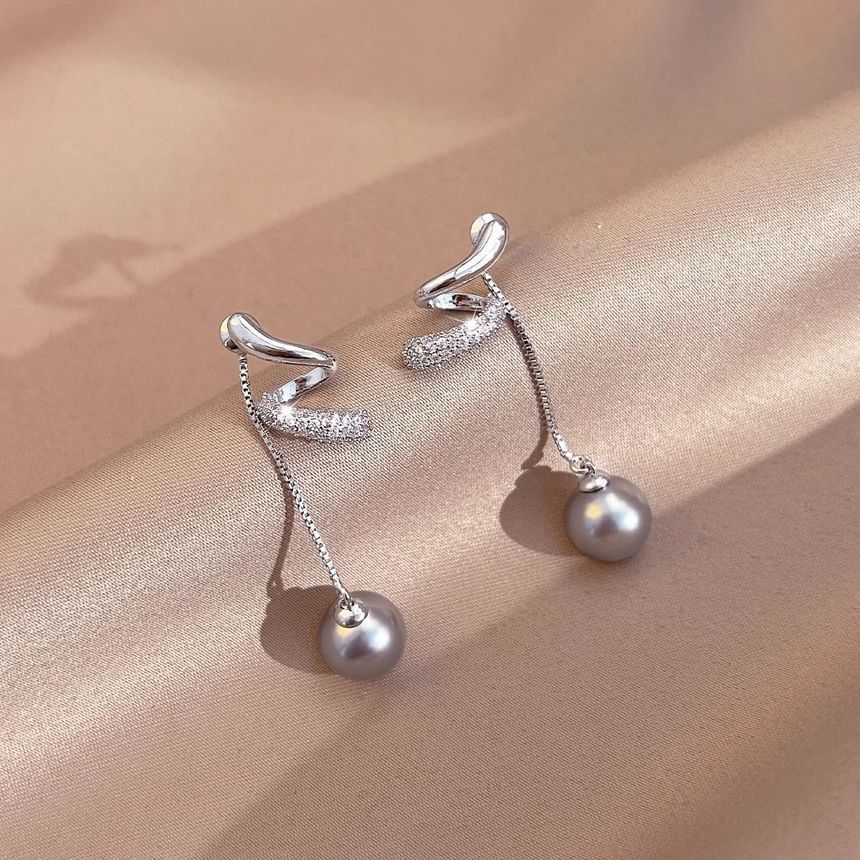 Dangle Earring Rhinestone Pearl Faux
