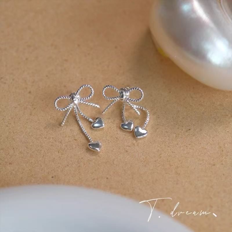 Bow Alloy Ohrring Dangle Heart