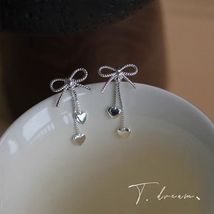 Bow Alloy Earring Dangle Heart