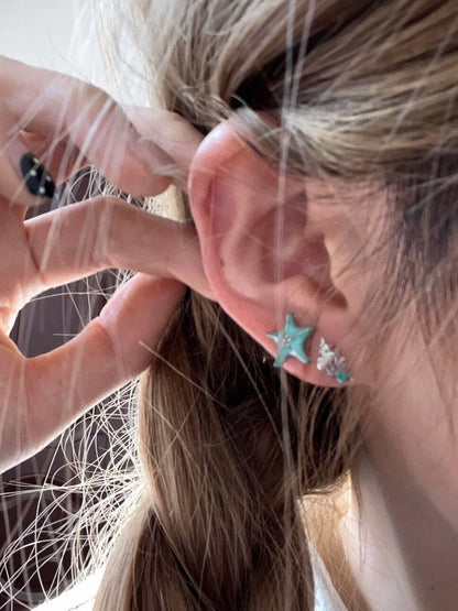 イヤリング ヒトデ 合金 非対称スタッド