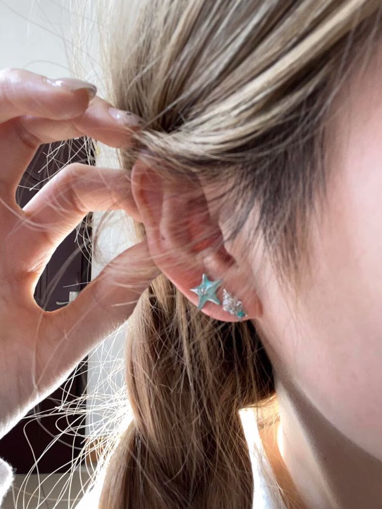 イヤリング ヒトデ 合金 非対称スタッド