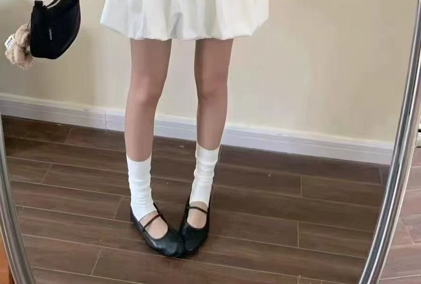 A-Linien-Mini-Set mit Ballonsaum und schlichtem hohem Gürtel: Rockhöhe