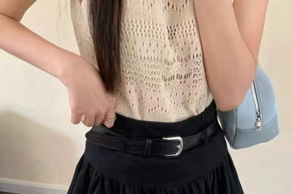 A-Linien-Mini-Set mit Ballonsaum und schlichtem hohem Gürtel: Rockhöhe