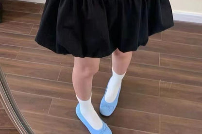 A-Linien-Mini-Set mit Ballonsaum und schlichtem hohem Gürtel: Rockhöhe