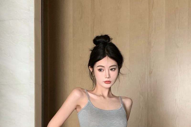 フィットスリムキャミソール 伸縮性/ペンシルスカート ドローストリングトップ ミニセット カーディガン ウエスト メランジ クロップ