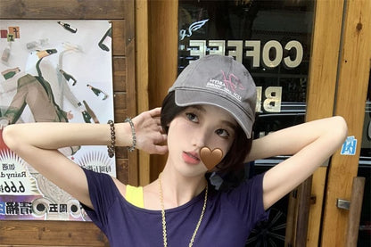 フィットトーン 半袖 アシンメトリー Tシャツ コールドショルダー モック スリムネック ツーピース