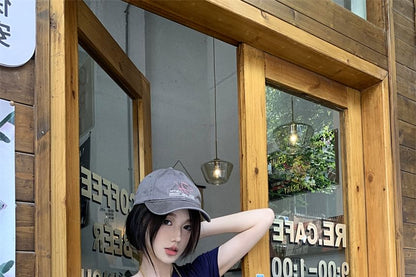 フィットトーン 半袖 アシンメトリー Tシャツ コールドショルダー モック スリムネック ツーピース