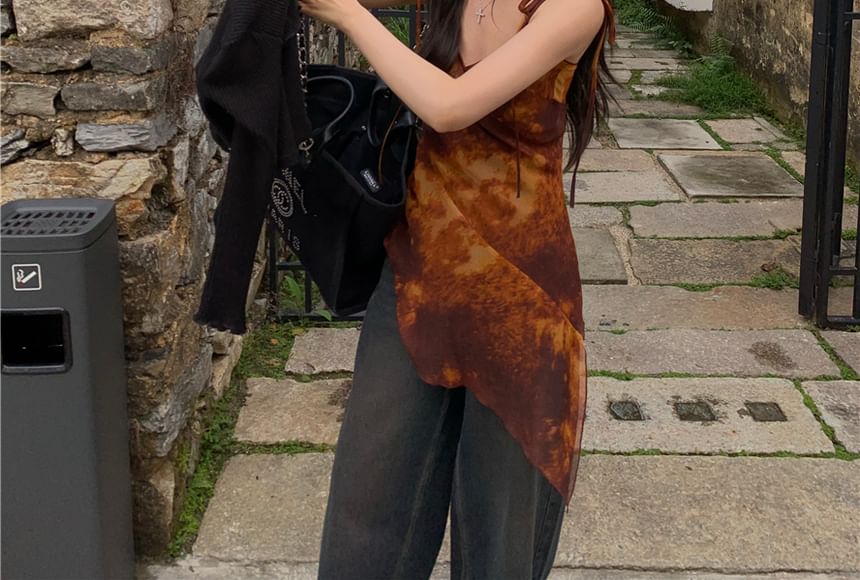 ロングアシンメトリートップダイキャミソールタイ