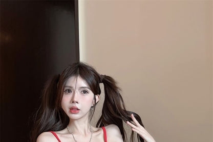 Spaghettiträgerkleid Mini Gemustertes Etuikleid Print Schriftzug