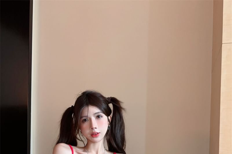 Spaghettiträgerkleid Mini Gemustertes Etuikleid Print Schriftzug