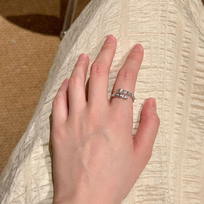 スネークラインストーンリングオープン